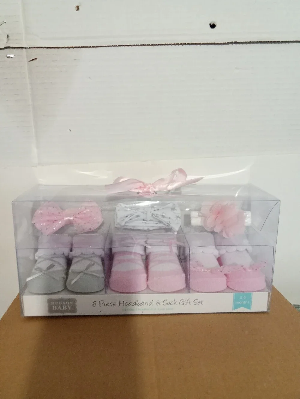 Hudson Baby 6piece Soft Pink Baby Socks with Sparkle Bow NEW